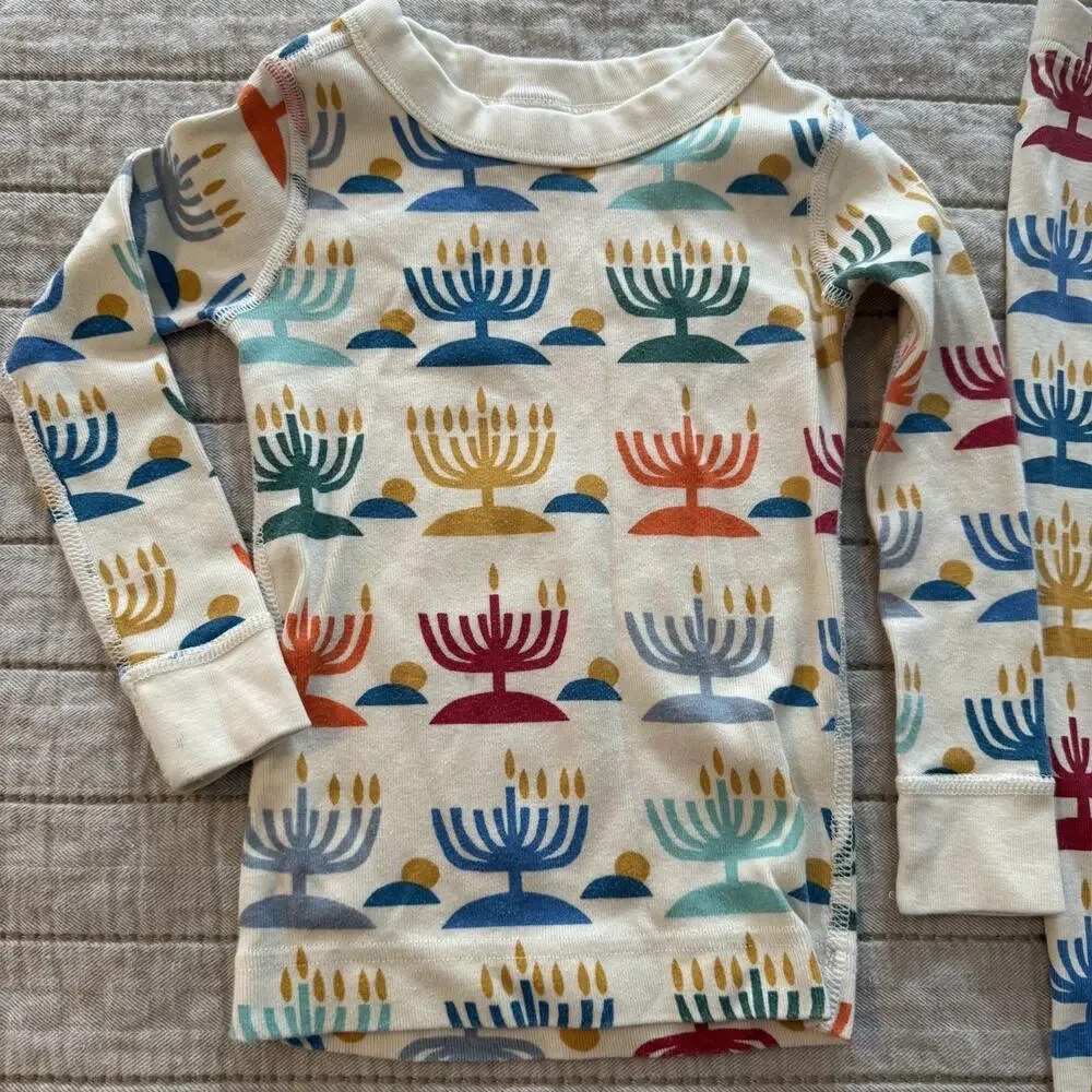 Hanna Andersson Kids Pajamas 3T Holiday Long John Rainbow Hanukkah NWOT - Picture 2 of 15